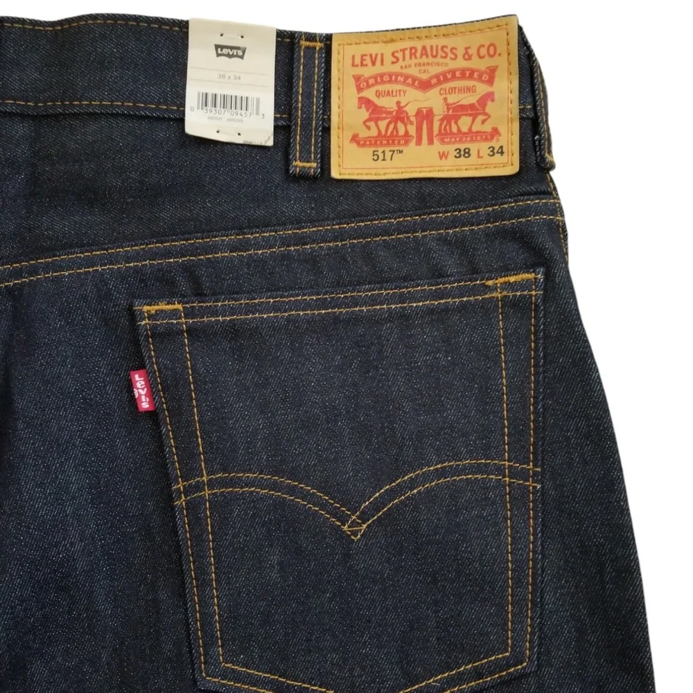 Levi's 517 Men's Blue Dark Wash Cotton‎ Bootcut Jeans Size 38 NEW